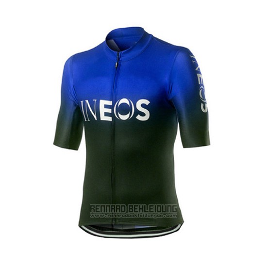 2019 Fahrradbekleidung Castelli Ineos Shwarz Blau Trikot Kurzarm und Tragerhose